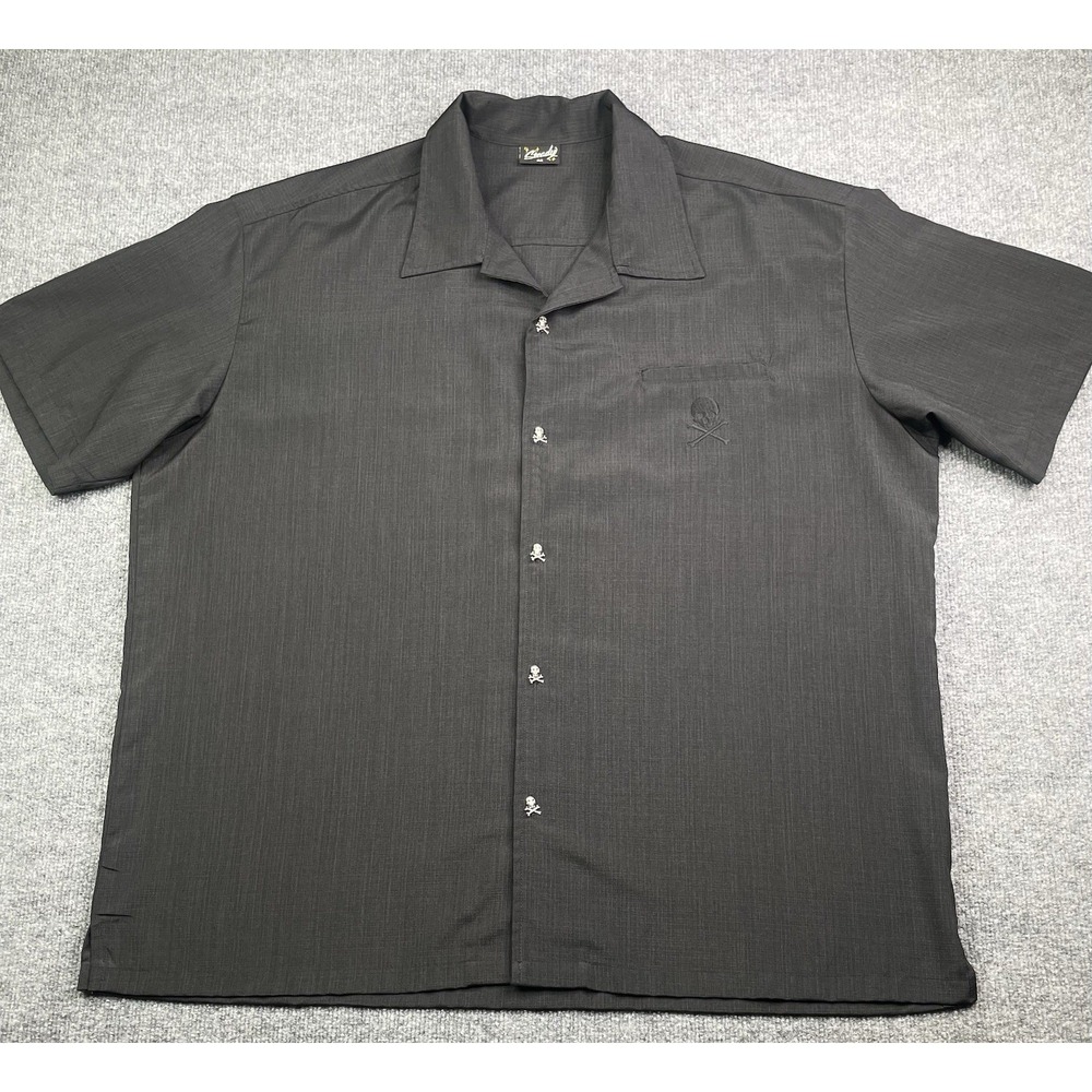 Steady Clothing Shirt Men's 3X Black Skull Buttons Short Sleeve Rockabilly